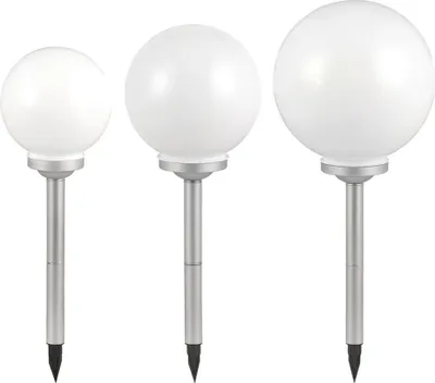 Produktbild von 3er Set LED Solar Kugelleuchten weiß, Erdspieß