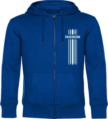 Produktbild von multifanshop Kapuzen Sweatshirt Jacke - Paderborn - Streifen, blau, Größe S
