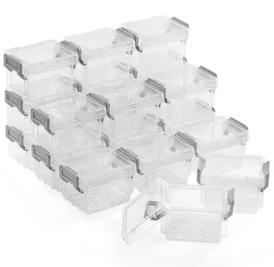 Aufbewahrungsboxen 9x7x5 cm, 20 Stück, stapelbar, mit Clipverschluss