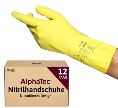 Produktbild von Ansell AlphaTec 37-320 Nitrilhandschuhe, Chemikalienschutz, Größe L, 12 Paar
