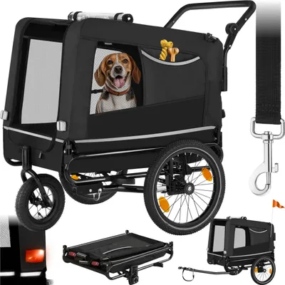 Produktbild von tectake® Hundeanhänger WoofRider 3in1 multifunktional inklusive Reflektoren, Leine und Warnfahne