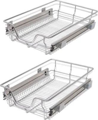 Image de vidaXL Tiroir encastré Tiroir pour paniers 2 pièces argenté 400 mm