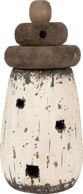 Produktbild von Clayre & Eef Dekorationsfigur Leuchtturm Ø 11x23 cm Weiß Braun Holz