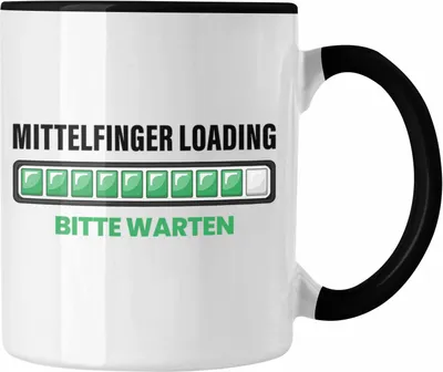 Produktbild von Trendation - Mittelfinger Loading Bitte Warten Tasse (Schwarz)