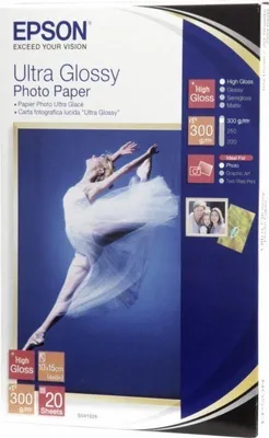 Obrázok produktu pre Epson Ultra Glossy Photo Paper - 10x15cm - 20 listov, Lesk, 300 g/m², 20 listy, - Expression Premium XP-900 - Expression Premium XP-830 - Expression Premium XP-820 - Expression..., 100 mm, 150 mm