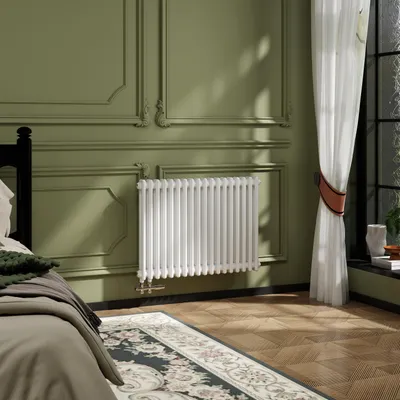 Produktbild von AICA Traditioneller Kohlenstoffstahl Heizkörper mit Seitenanschluss 600×830mm 2 Säulen 914W Gusseisen-Stil Weiß