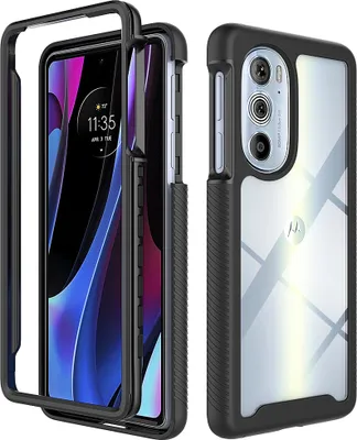 Image de Motorola Edge 30 Pro Cover, Hybrid Transparent Back Robuste TPU Bumper Anti-Dérapant Anti-Choc Ganzkörper Housse de protection pour Motorola Edge 30 Pro Noir