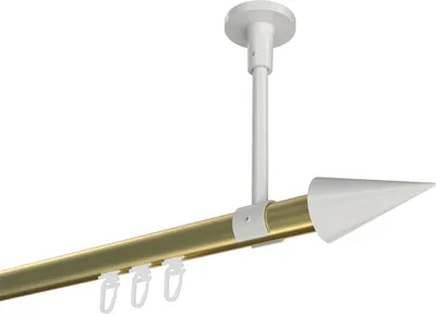 Produktbild von Interdeco Innenlaufstange / Gardinenstange mit Innenlauf Messing-Optik / Weiß, Typ Sonette Savio (Kegel) Deckenmontage, 20 mm Ø 1-läufig, 440 cm