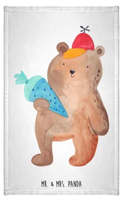 Produktbild von Mr. & Mrs. Panda Gästetuch Bär Schultüte - Weiß - Geschenk, Schulanfang, Handtuch Gäste-WC, Schulbeginn, Erster Schultag, Grundschule, Einschulung, Frotteetuch, Klein