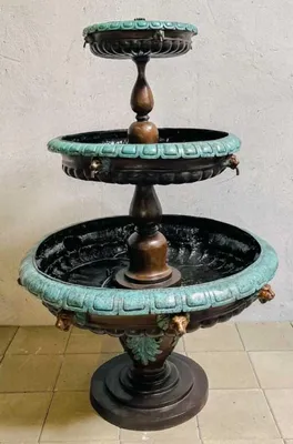 Produktbild von Casa Padrino Luxus Barock Bronze Springbrunnen Bronze / Türkis Ø 100 x H. 152 cm - Prunkvoller Barock Bronze Gartenbrunnen - Barockstil Gartendeko Bronze Brunnen - Barock Garten Deko Accessoires