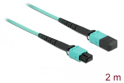 Productafbeelding van Delock glasvezelkabel, MPO-connector naar MPO-connector, 12 vezels, polariteit B, multimode OM4, 50/125 µm, 2 meter