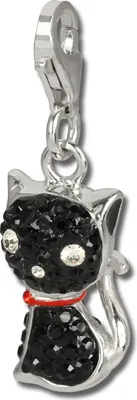 Image de SilberDream noir Charm chat zirconium femmes 925 argent Charms pendentif GSC506S