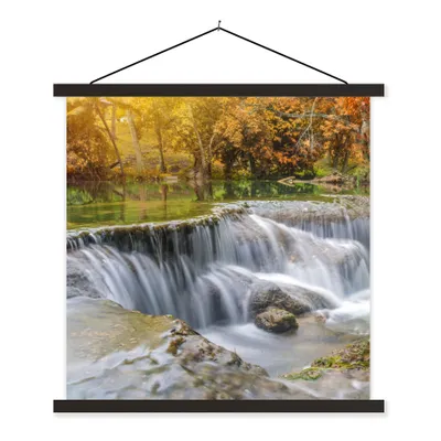 Produktbild von MuchoWow® Textilposter Herbst - Wasserfall - Natur - Bäume 40x40 cm mit schwarzem Rahmen - Fotos