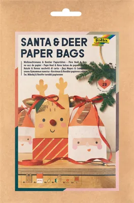 Produktbild von Folia Papiertüten Santa & Deer mehrfarbig