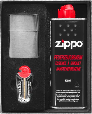 Zdjęcie produktu dla Zestaw Zippo Zapalniczka Brushed Chrome Prezentowy No1