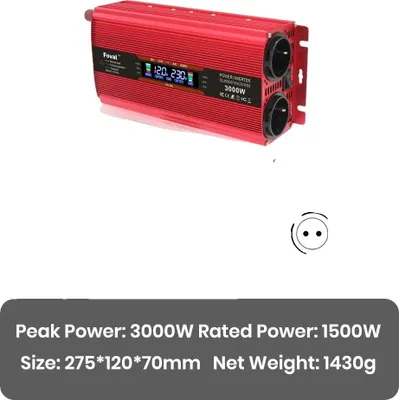 Produktbild von Auto-Inverter, Dual-Voltage-Eingang, mehrere Steckdosen und Anschlüsse, 3000W ROT