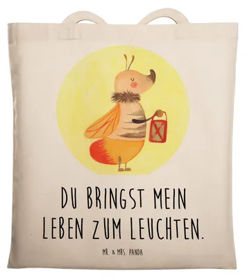 Produktbild von Mr. & Mrs. Panda Tote Bag Glühwürmchen - Transparent - Geschenk, canvas tasche, Heiratsantrag, Lieblingsmensch, Laptoptasche, Baumwollbeutel, Liebe, Liebesspruch, Uni