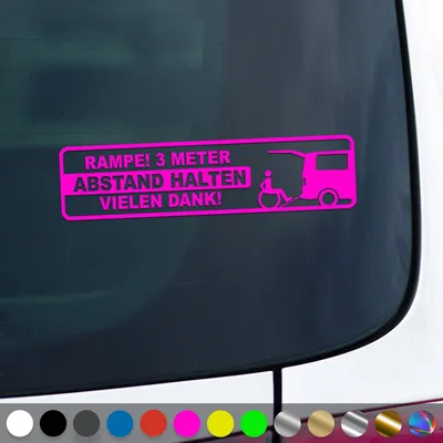 Produktbild von PantherPixel Rampe 3 Meter Aufkleber Abstand Halten Handicap Sticker Auto Geschenkidee Farbe Neon-Pink