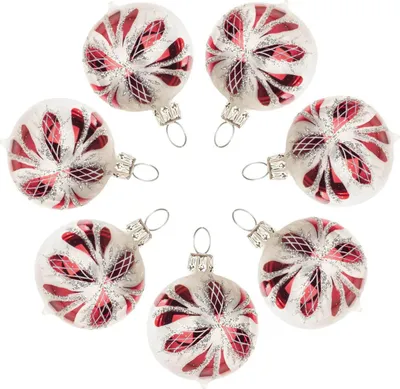 Produktbild von Thüringer Christbaumschmuck Kugel eisweiß Waffelmuster rot 7er-Set BxHxT 4x4x4cm NEU