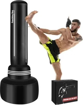 Immagine prodotto di Sacco da boxe pesante, 180 cm, sacco da boxe autoportante, sacco da kickboxing gonfiabile per allenamento, MMA, Muay Thai, fitness