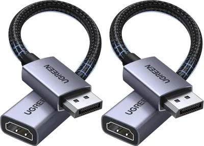 Obrázok produktu pre UGREEN Adaptérový kábel 4K DisplayPort samec - HDMI samica, 20 cm - 2 ks