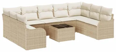 Image de Ensemble de salon de jardin - Ensemble de mobilier de jardin - Banc d'extérieur - Ensemble de salon modulaire - Banc de jardin beige crème