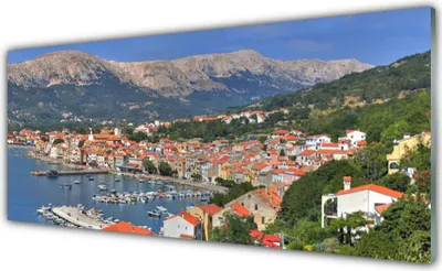 Produktbild von Glasbilder 125x50 Wandbild Druck auf Glas Stadt Gebirge Meer Landschaft