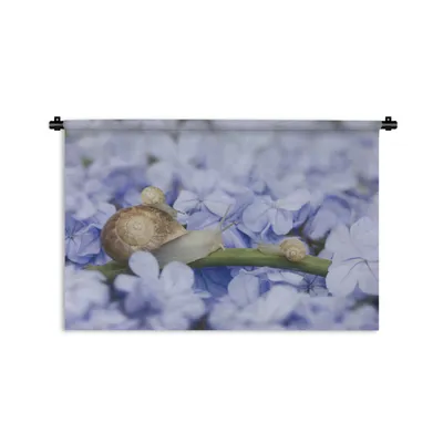 Produktbild von MuchoWow® Wandteppich Wandbehang Schnecke - Blumen - Tiere 90x60 cm Tapisserie Dekoration Wandtuch - Wandskulpturen - Bildteppich