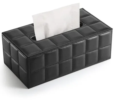 Image de Boîte de rangement pour cosmétiques en cuir, noire, dimensions : 25 x 13,5 x 9,5 cm