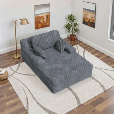 Produktbild von Hawthyhome Schlafsofa aus Cord mit 2 Kissen, Bequeme Relaxliege für Wohn- und Schlafzimmer, 172x129x40cm, grau