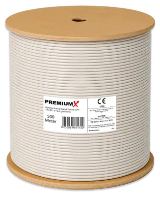 Produktbild von PremiumX 500m Deluxe Pro Koaxialkabel 135 dB 5-fach geschirmt Reines Kupfer Antennenkabel