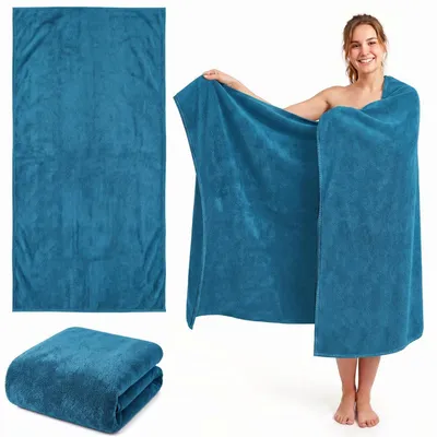Zdjęcie produktu dla Duży ręcznik kąpielowy 100x200 cm, ręcznik do sauny, mikrofibra, kolor: turkusowy