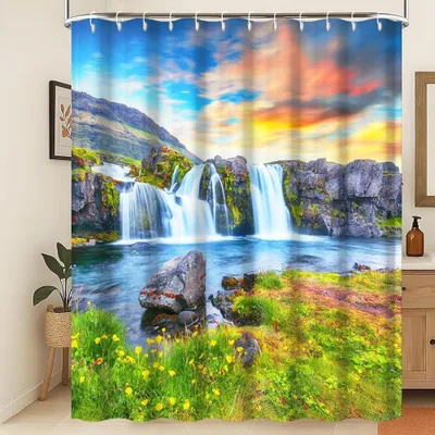 Obrázek produktu pro Závěs do sprchy s motivem přírody, rozměry 150 x 180 cm