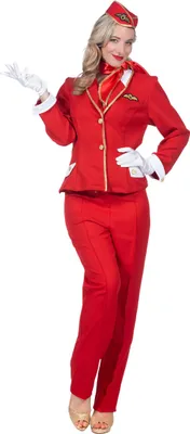 Produktbild von Stewardess Kostüm Deluxe für Damen Rot - 44
