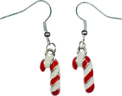 Produktbild von Zuckerstange Ohrringe Miniblings Hänger Candy Weihnachten rot weiß emailliert