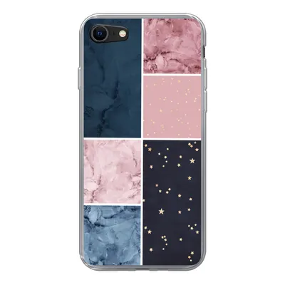 Produktbild von MuchoWow® Handyhülle Schutzhülle Hülle für iPhone 8 Marmor - Rosa - Blau Silikon Softcase Handy Hülle - Schutzhaube