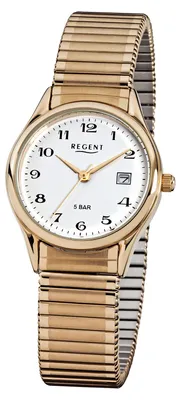 Image de Regent 12300076 Montre-bracelet pour dames, boîtier en or, bracelet en métal