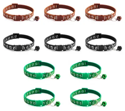 Produktbild von Welpen-Identifikationshalsbänder aus weichem Nylon, verstellbar, mit Sicherheitsverschluss, Schwarz (3+), Braun (3+), Grasgrün (4)