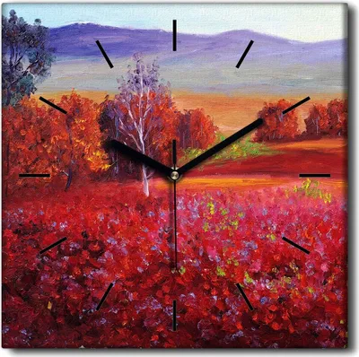 Produktbild von Coloray Uhr auf Leinwand 30x30 cm Wand Uhr Dekoration Wohnzimmer Segeltuch schwarze Hände -Landschaftsabstraktion.