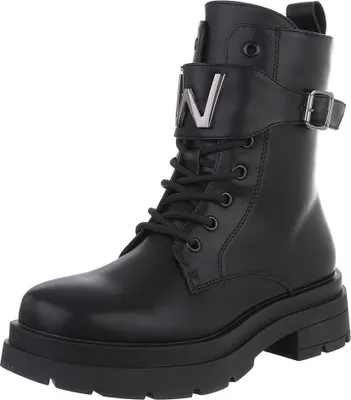 Produktbild von Ital-Design Damen Stiefeletten Plateaustiefeletten  Lederoptik Schnürstiefeletten 88460357 Schwarz Gr.  37
