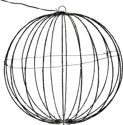 Produktbild von Koopman Weihnachtsdeko Kugel 40cm Schwarz Metall, modern, IP44, faltbar, mit 240 LEDs & Zeitschaltuhr, für Innen- & Außenbereich.