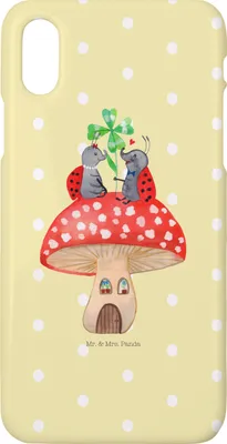 Produktbild von Mr. & Mrs. Panda Iphone 10 Handyhülle Marienkäfer Fliegenpilz - Gelb Pastell - Geschenk, Haus, Fleigenpilzhaus, X, Lustige Sprüche, Handy, Cover, Wohnung, Hülle, Zuhause