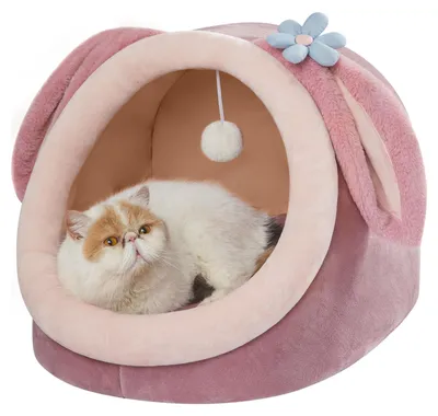 Immagine prodotto di Tana per gatti a forma di coniglio - Letto morbido e confortevole per gatti, con cuscino