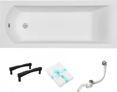 Produktbild von Aqua For You | Badewanne - Besco Shea Slim - 160x70 Cm - Antibakterielle Beschichtung - Kratzfest - Automatischer Syphon