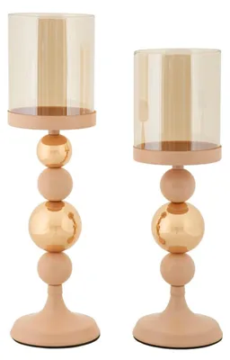 Immagine prodotto di Mauro Ferretti Portacandele Glassy Rosa set 2 Pz, Ø10x32-10x36 cm