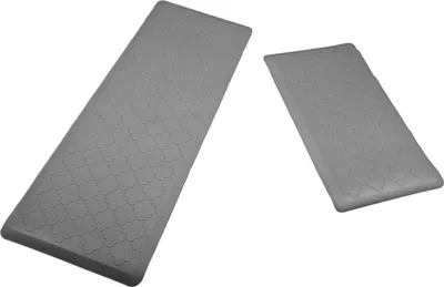 Obrázok produktu pre sada 2 kuchynských behúňov (44x75 cm+44x120 cm), umývateľné, protišmykové, odolné voči oleju a vode, PVC, gumový podklad, ideálne do kuchyne, jedálne a predsiene (svetlo sivá)
