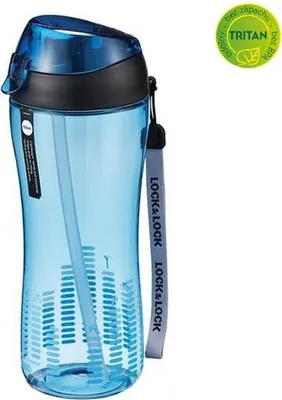 Produktbild von Sportflasche 550 ml mit Silikonhalm - blau