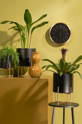 Produktbild von Mica Decorations Aries Blumentopf auf Ständer - 3er-Set - H32 x Ø24 cm - Schwarz