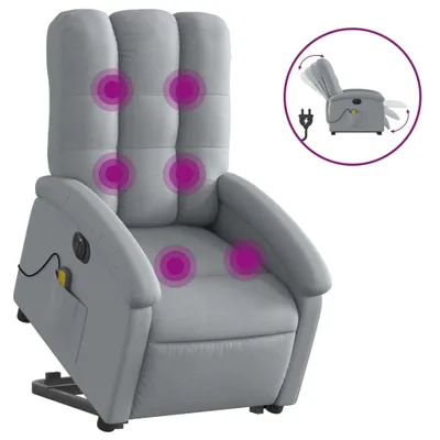 Immagine prodotto di Poltrona Alzapersona Massaggi Elettrica Grigio Chiaro Tessuto