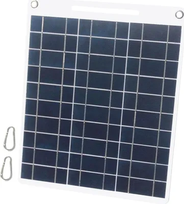 Obrázek produktu pro 13W 5V solární panel s duálním USB portem, 2 ks karabin, polykrystalická křemíková solární buňka pro outdoorové kempování, lezení, turistiku, cestování, kompatibilní s